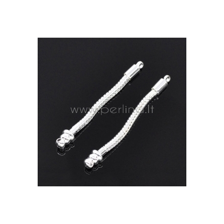 Pandora snake chain dangle earrings, silver plated, 50 mm