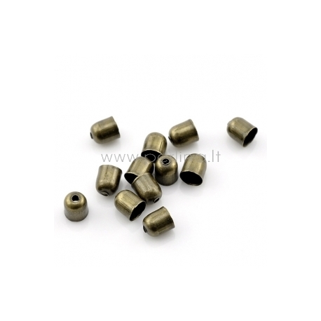 Necklace cord end tip, antique bronze, 5x6 mm, 2 pcs