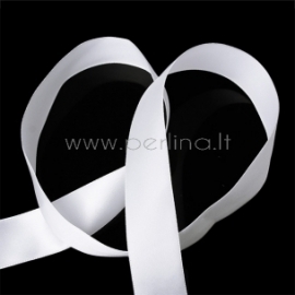 Satin ribbon, white, 25 mm, 1 m