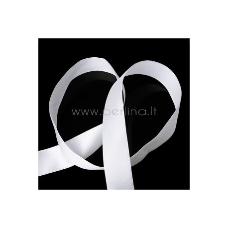 Satin ribbon, white, 25 mm, 1 m