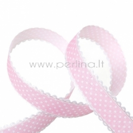 Grosgrain ribbon "Pink Dot", 25 mm, 1 m
