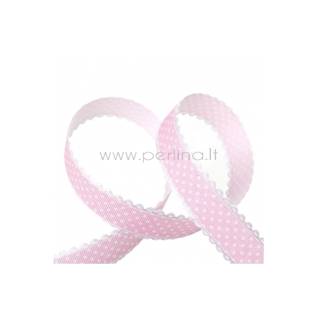Grosgrain ribbon "Pink Dot", 25 mm, 1 m