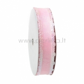 Satin ribbon, Pink AB color, 25 mm, 1 m