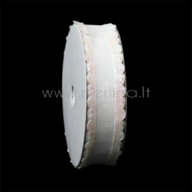 Satin ribbon, white AB color, 25 mm, 1 m
