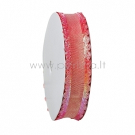 Satin ribbon,red AB color, 25 mm, 1 m