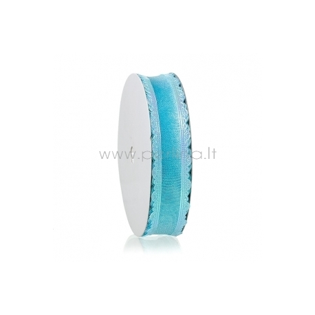 Satin ribbon, blue AB color, 25 mm, 1 m