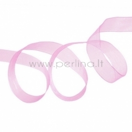 Organzos juostelė, rožinė, 12 mm, 1 m