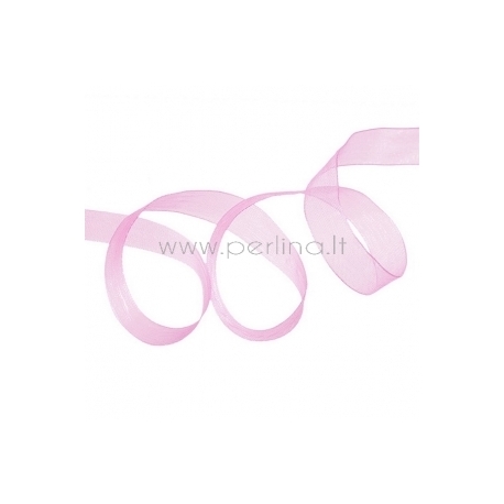 Organza ribbon, pink, 12 mm, 1 m