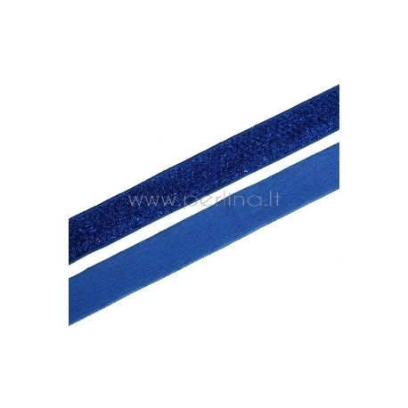 Polyester ribbon, blue glitter, 20 mm, 1 m