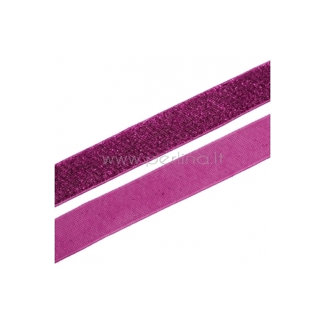 Polyester ribbon, fuchsia glitter, 20 mm, 1 m