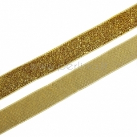 Polyester ribbon, golden glitter, 20 mm, 1 m