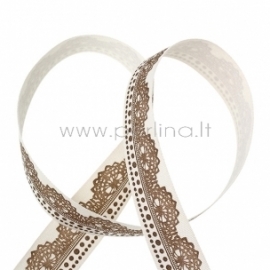 Cotton fabric ribbon "Flower pattern", 20 mm, 1 m