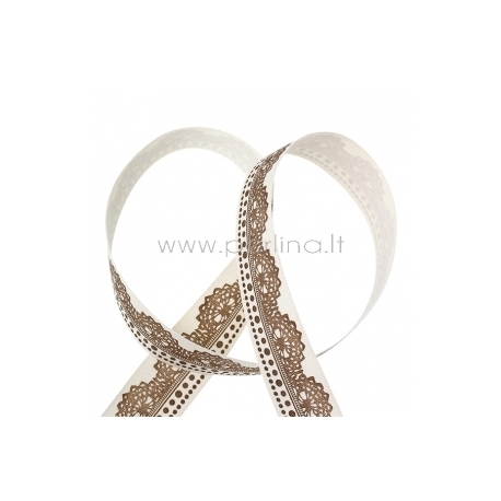 Cotton fabric ribbon "Flower pattern", 20 mm, 1 m