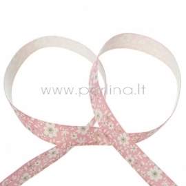 Cotton fabric ribbon "Meadow flowers", 15 mm, 1 m