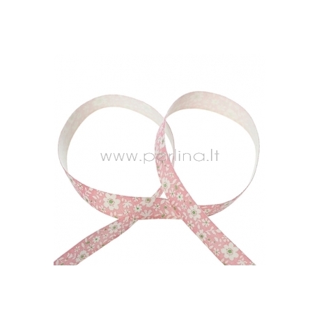 Cotton fabric ribbon "Meadow flowers", 15 mm, 1 m