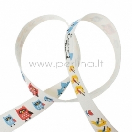 Cotton fabric ribbon "Beasts of the forest", 20 mm, 1 m