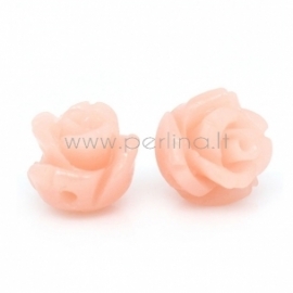 Synthetic coral bead, flower, creamy pink, 8x8 mm
