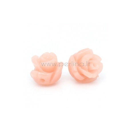 Sintetinis koralo karoliukas, gėlytė, kreminė-rožinė sp., 8x8 mm