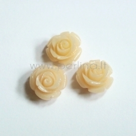 Synthetic coral bead, flower, rose creamy, 12x12 mm