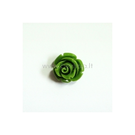 Sintetinis koralo karoliukas, gėlytė, žalio obuolio sp., 12x12 mm