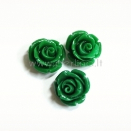 Synthetic coral bead, flower, emerald, 12x12 mm
