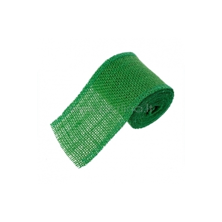 Natural jute ribbon, green, 6 cm, 2 m
