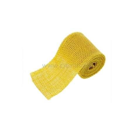 Natural jute ribbon, yellow, 6 cm, 2 m