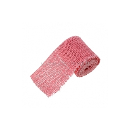 Natural jute ribbon, pink, 6 cm, 2 m