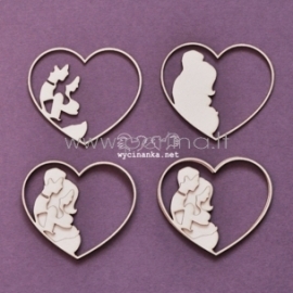 Chipboard "Family Album - hearts, 3D", 3 pcs