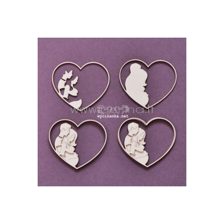 Chipboard "Family Album - hearts, 3D", 3 pcs