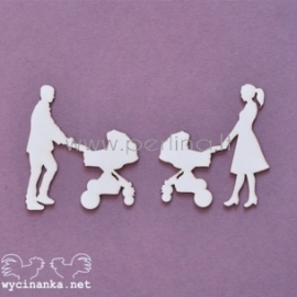 Kartoninė detalė "Šeimos albumas - mama ir tėtė su vežimėliu", 2 vnt.