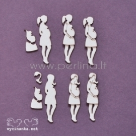 Chipboard "Family Album - pregnant mom, 3D", 6 pcs
