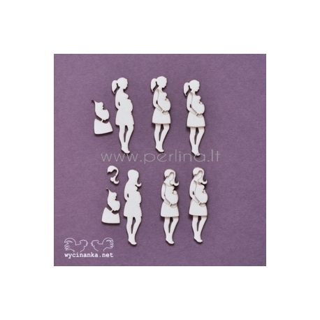 Chipboard "Family Album - pregnant mom, 3D", 6 pcs