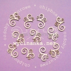 Chipboard "Decorative swirl, small", 11 pcs