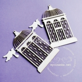Chipboard "Retro - small cages with birdie", 4 pcs
