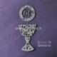 Chipboard "First Communion - chalice and host with ornament", 1 pc