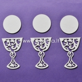 Chipboard "First Communion - chalice with ornament", 3 pcs