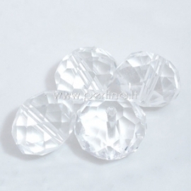 Glass crystal faceted rondelle bead, clear, 8x12 mm, 1 pc