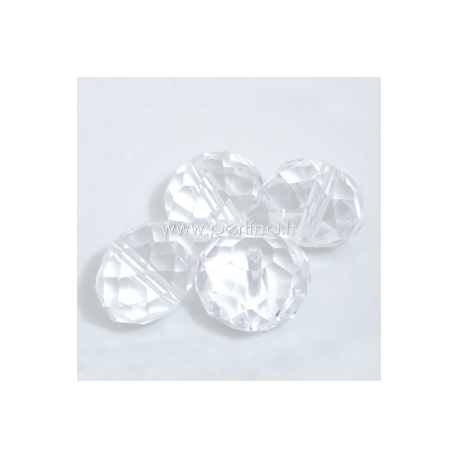 Stiklinis karoliukas, rondelė, skaidrus, 8x12 mm, 1 vnt.