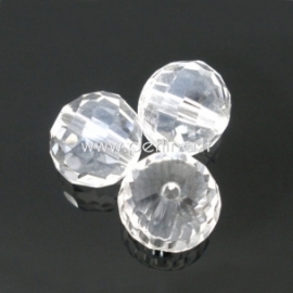 Glass crystal faceted round bead, clear, 8 mm, 1 pc