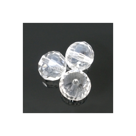 Glass crystal faceted round bead, clear, 8 mm, 1 pc