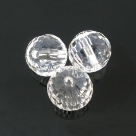Glass crystal faceted round bead, clear, 10 mm, 1 pc