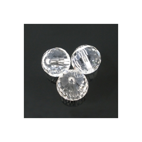 Glass crystal faceted round bead, clear, 10 mm, 1 pc