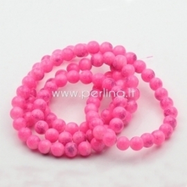 Glass round bead, mottle pink, 8 mm, 1 pc