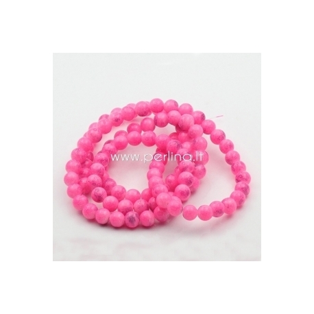 Glass round bead, mottle pink, 8 mm, 1 pc