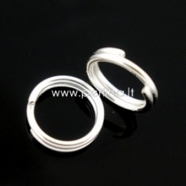 Double loops open jump ring, silver plated, 6 mm, 10 pcs