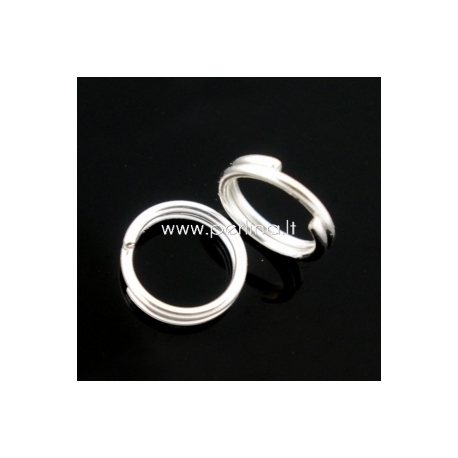 Double loops open jump ring, silver plated, 6 mm, 10 pcs