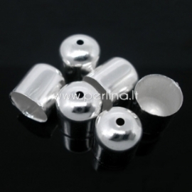 Necklace cord end tip, silver plated, 10x11 mm, 1 pcs