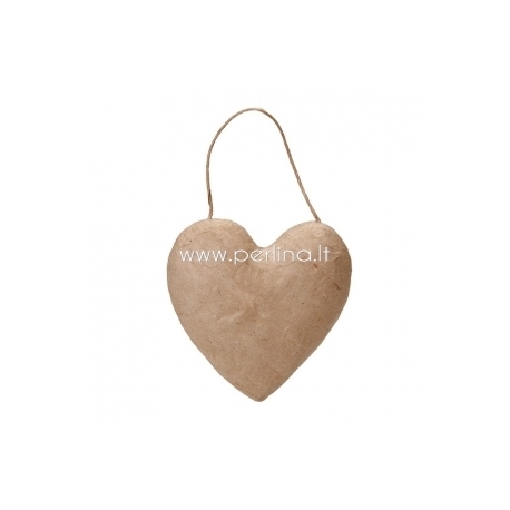 Paper-mache puffy heart ornament, 13,5x13,5 cm