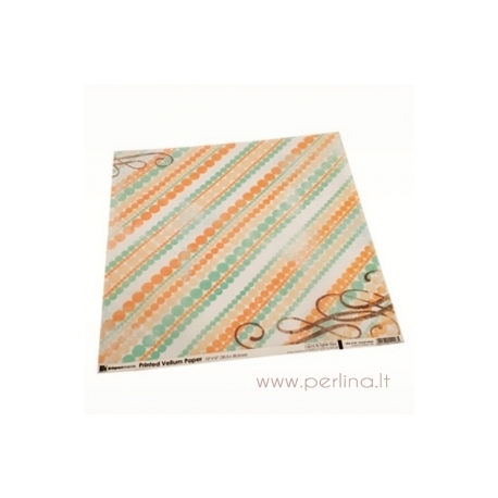 Kalkinis popierius "Green&Orange Dots", 30,5x30,5cm